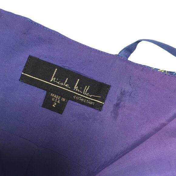 Vintage Nicole Miller Slip Dress Floral Sweetheart Spaghetti Strap Mini Womens 2 - Picture 3 of 10